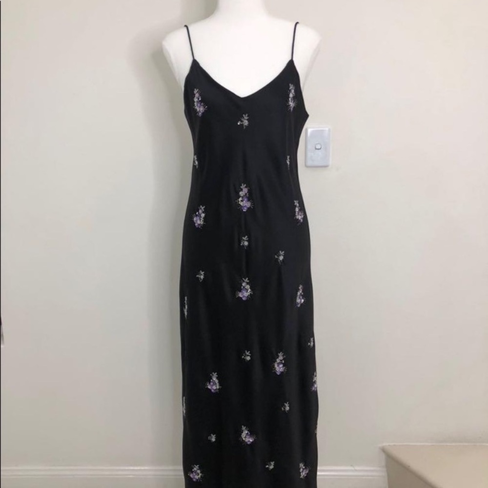 Zara Satin embellished midi dress